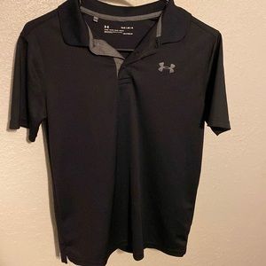 Under Armor Boys Black Heatgear Polo Loose Youth Large